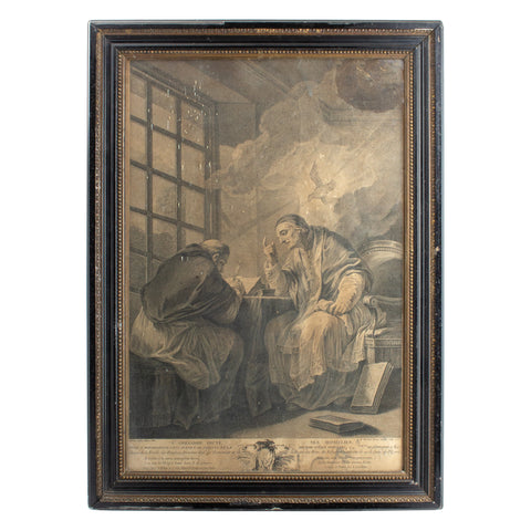 Antique Framed Etching of Saint Gregory the Great, by I.A. Marlinet