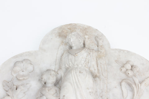 Antique French Marble Angel Plaque