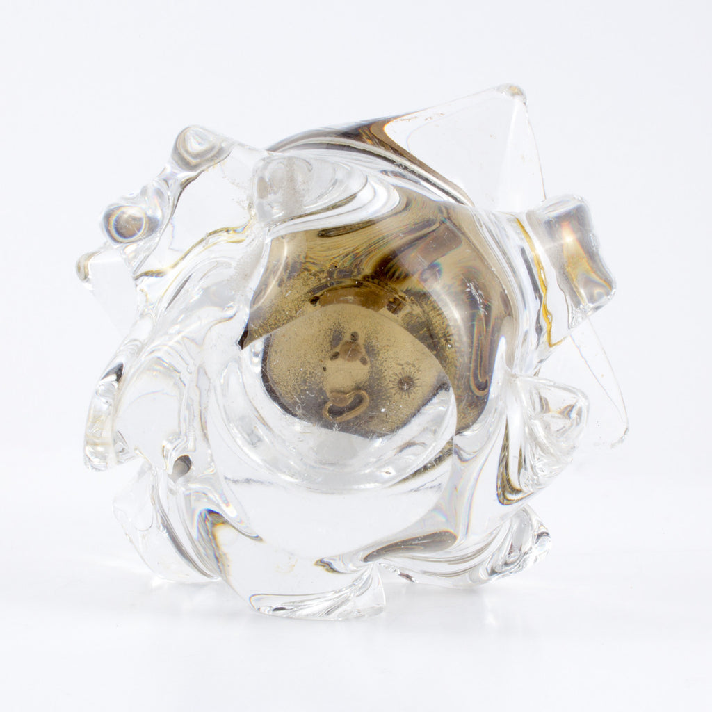 French Mid-Century Schneider Free Form Crystal Clock found in Paris