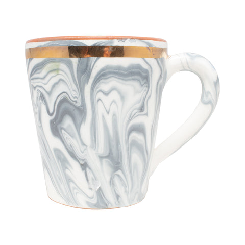 Handmade Marble Glazed Moroccan Handled Mug with 12K Gold