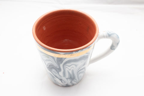 Handmade Marble Glazed Moroccan Handled Mug with 12K Gold