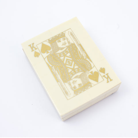 Luxe Inlaid Bone Playing Card Box with Playing Cards