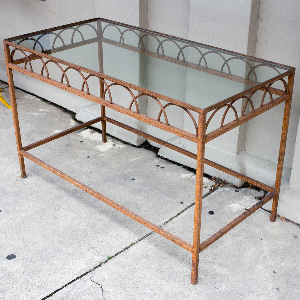 Pair of Antique French Iron & Glass Bar Tables from a Parisian Flower Shop