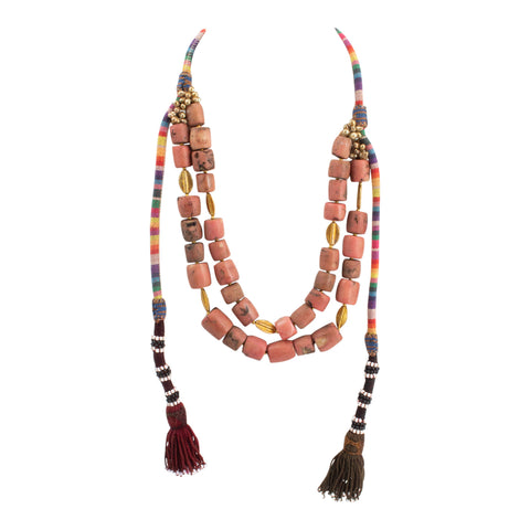 Handmade Coral Beaded Statement Necklace from Istanbul