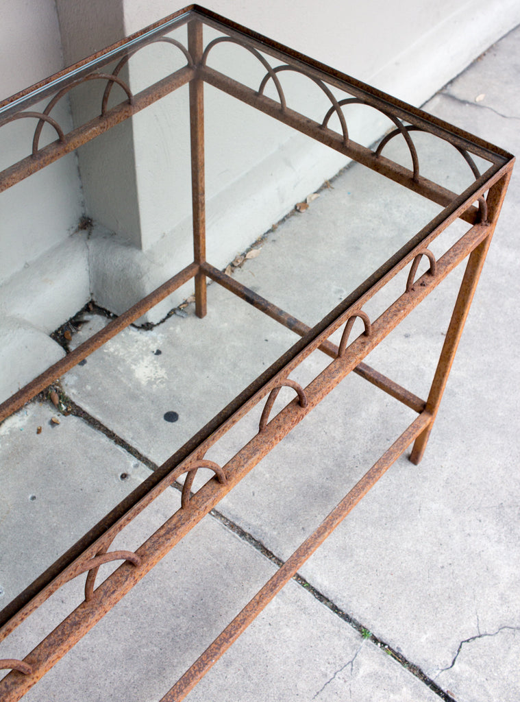 Pair of Antique French Iron & Glass Bar Tables from a Parisian Flower Shop