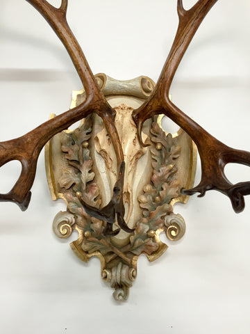 Vintage Arctic Caribou on Italian Hand-Carved Polychrome Plaque