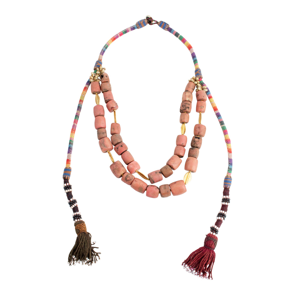 Handmade Coral Beaded Statement Necklace from Istanbul