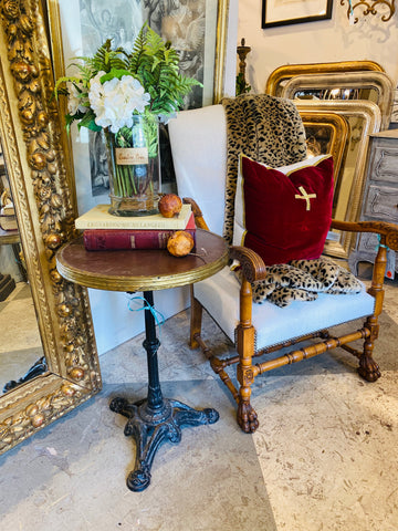 Antique French Iron and Wood Bistro Table