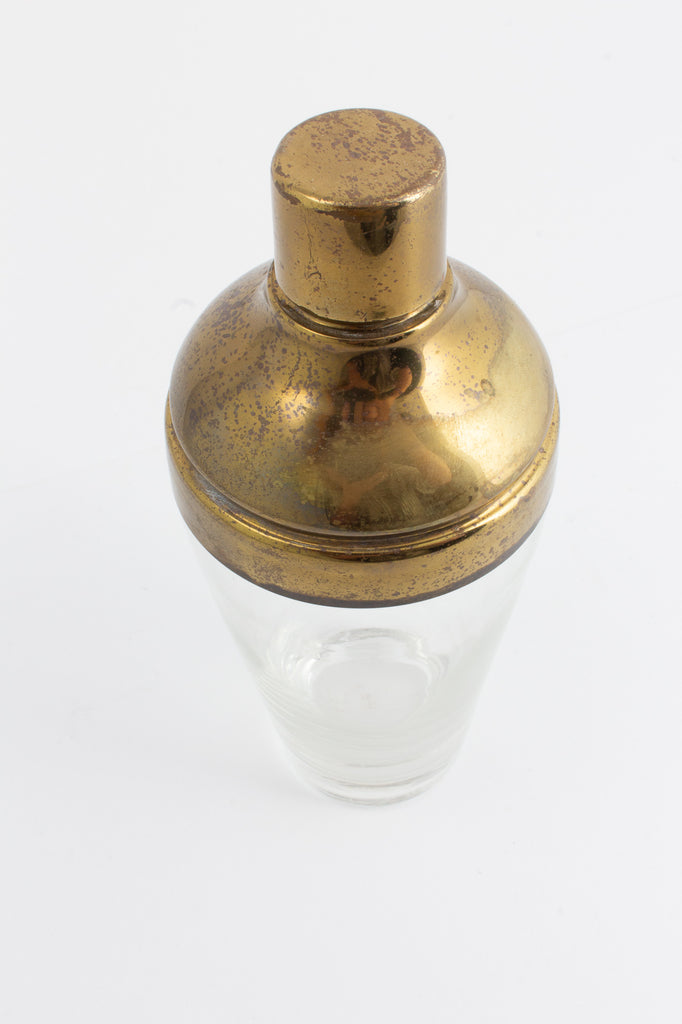 Antique Brass and Glass Cocktail Shaker