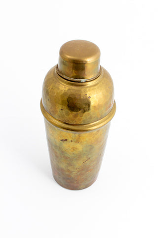 Mid-Century Italian Hammered Brass Cocktail Shaker