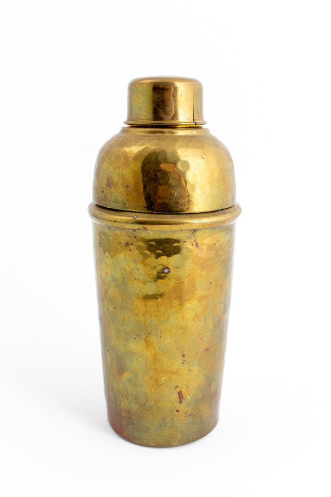Mid-Century Italian Hammered Brass Cocktail Shaker