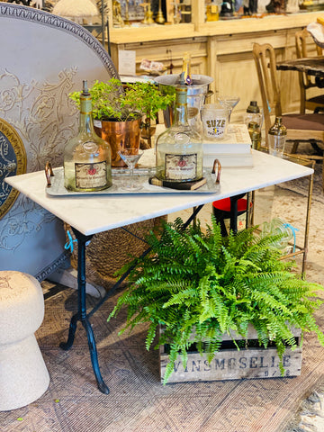 Antique French Marble and Iron Rectangular Bistro Table