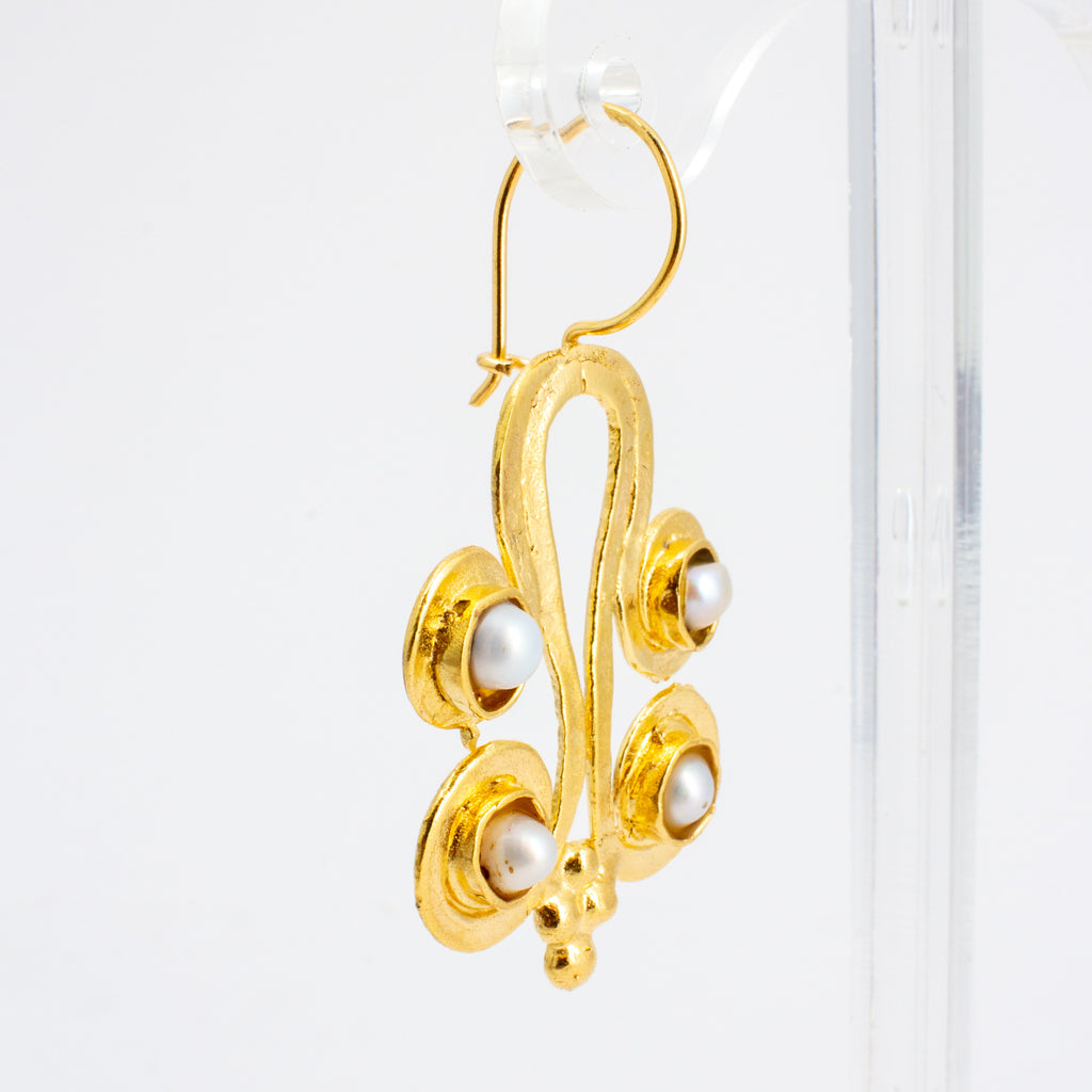 Handmade Byzantine Pearl Drop Earrings from Istanbul