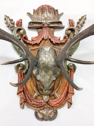 Prussian Red Stag with French Plaque and Original French Officer's Artillery Gorget