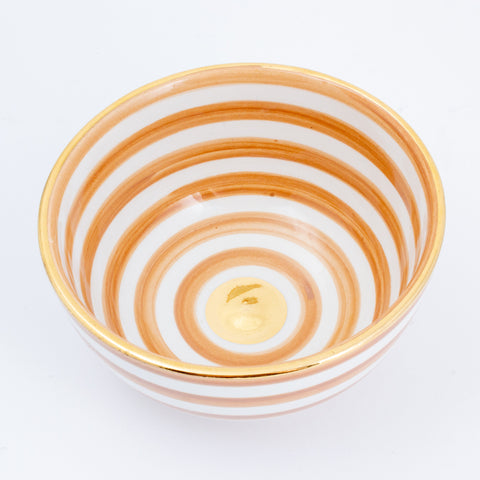 Handmade Nude Glazed Moroccan Bowl with 12K Gold Accents | Small