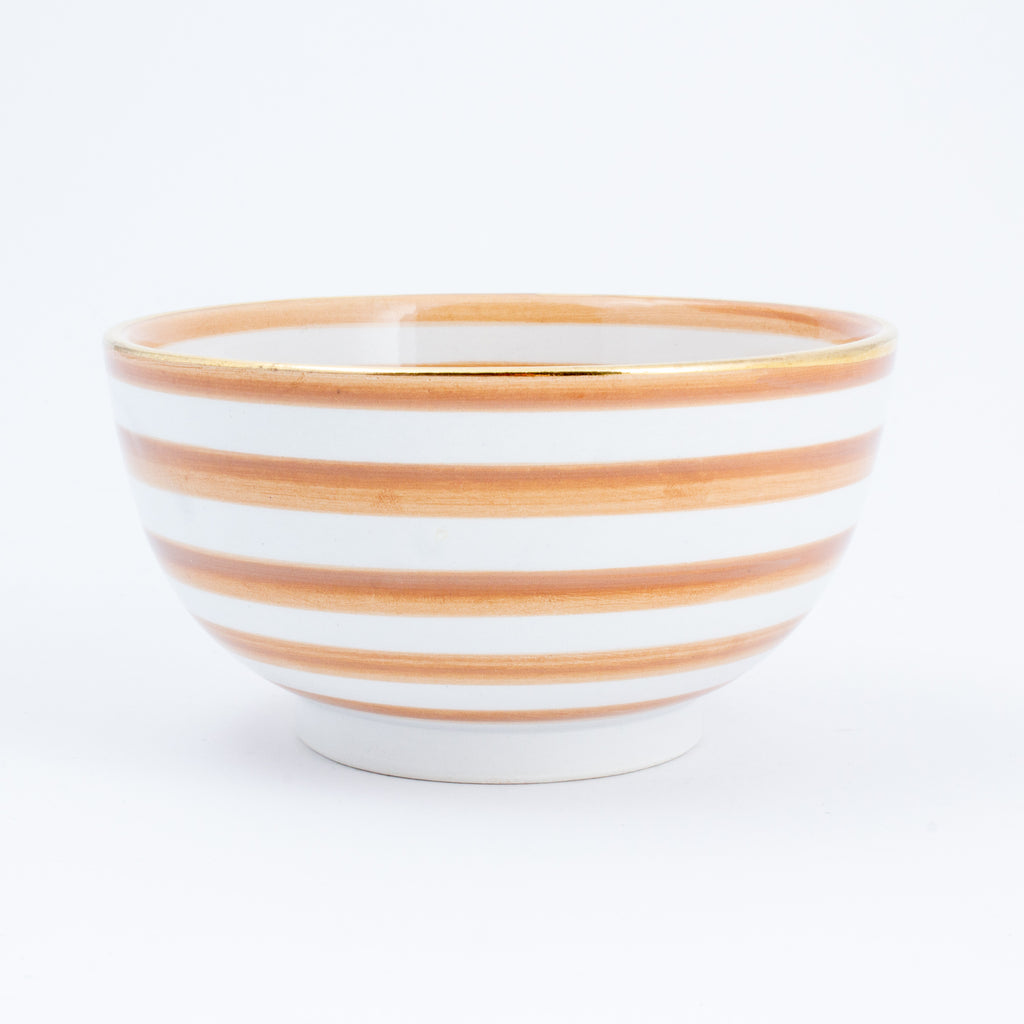 Handmade Nude Glazed Moroccan Bowl with 12K Gold Accents | Small