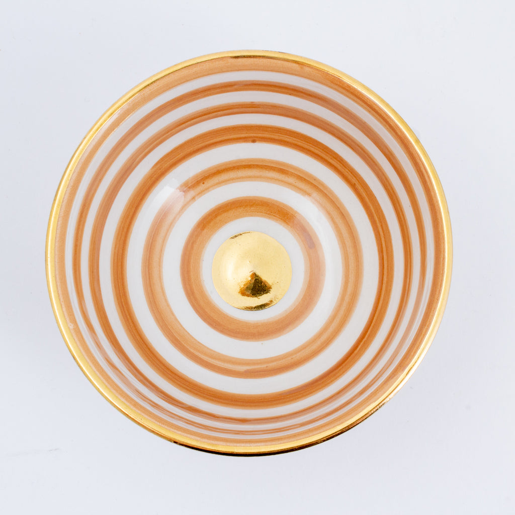 Handmade Nude Glazed Moroccan Bowl with 12K Gold Accents | Small