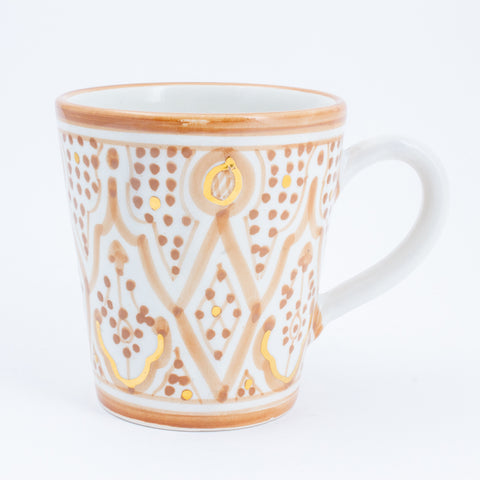 Handmade Nude Zwak Glazed Moroccan Handled Mug with 12K Gold