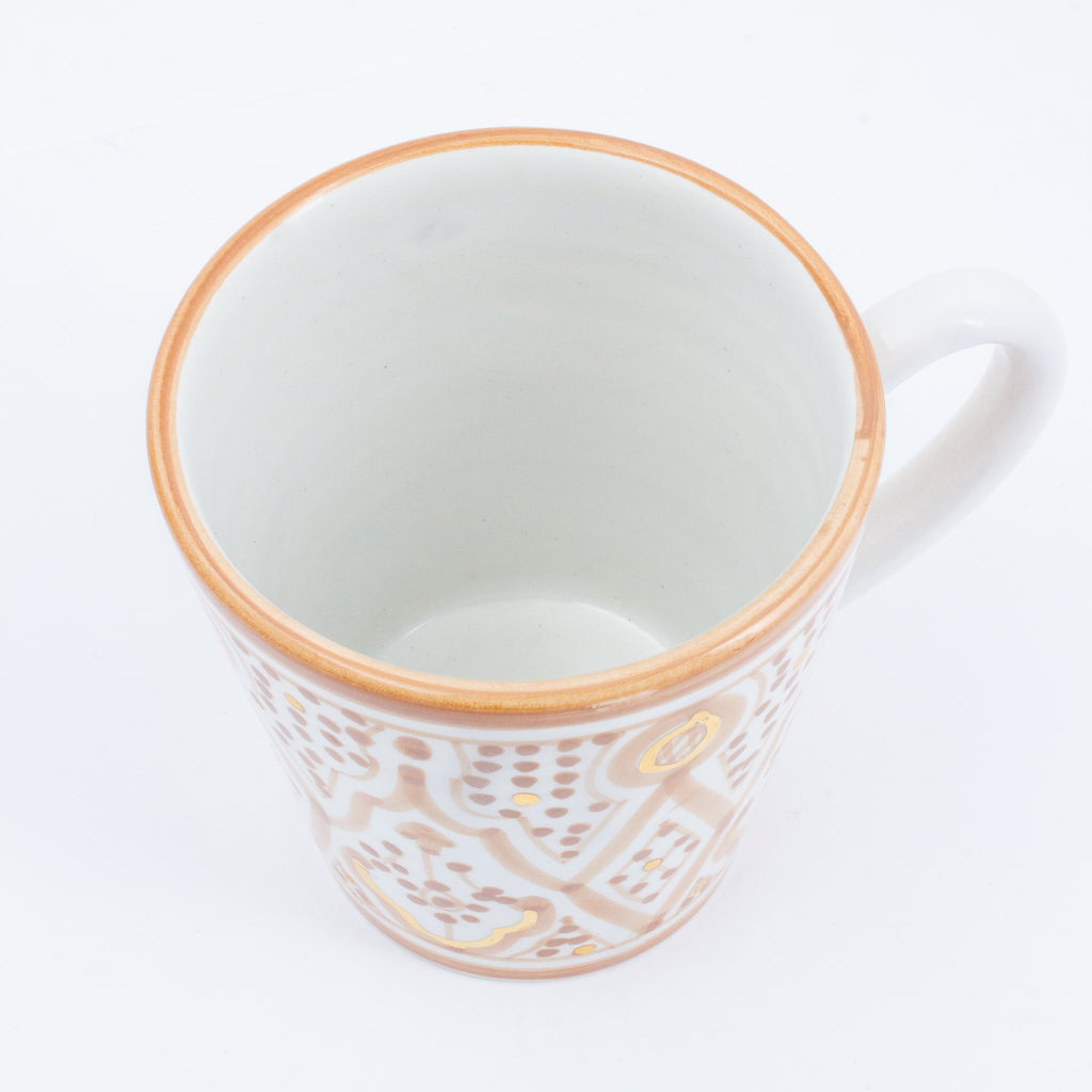 Handmade Nude Zwak Glazed Moroccan Handled Mug with 12K Gold
