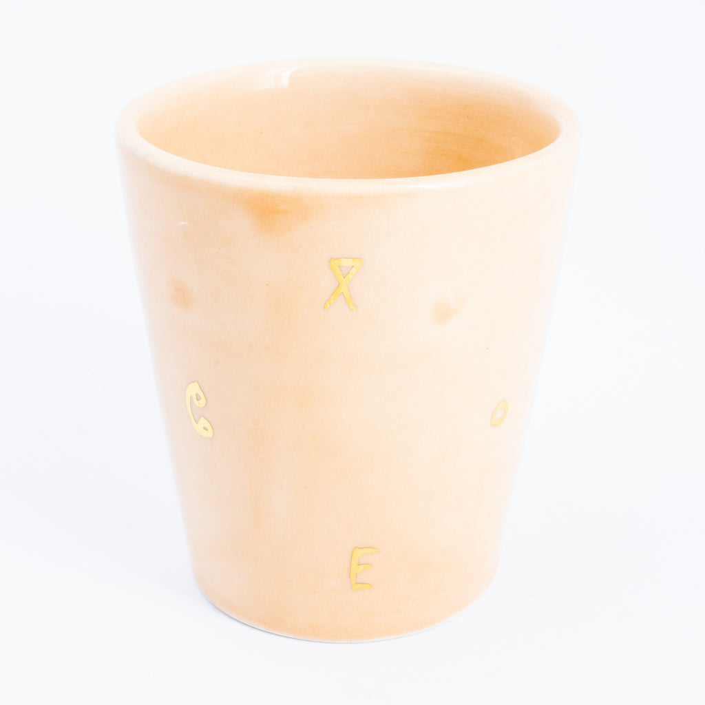 Handmade Nude Glazed Moroccan Cups with 12K Gold Accents