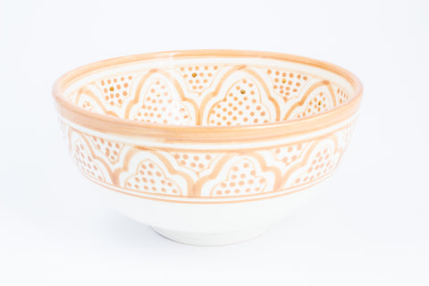Handmade Nude Zwak Glazed Moroccan Bowl with 12K Gold Accent - Large