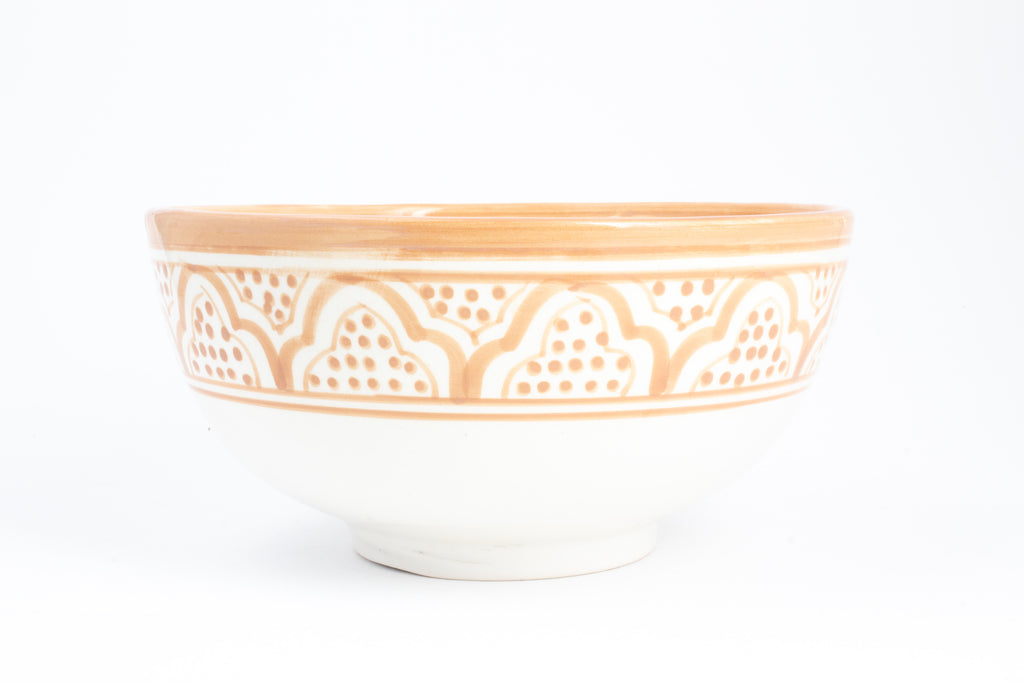 Handmade Nude Zwak Glazed Moroccan Bowl with 12K Gold Accent - Large