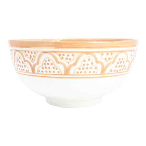 Handmade Nude Zwak Glazed Moroccan Bowl with 12K Gold Accent - Large