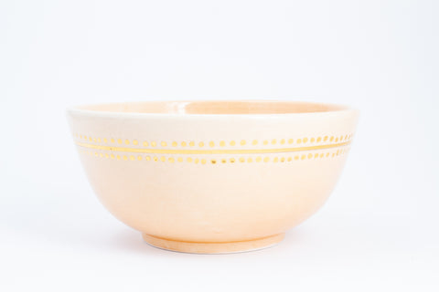 Handmade Nude Berber Glazed Moroccan Bowl with 12K Gold Accent - Large