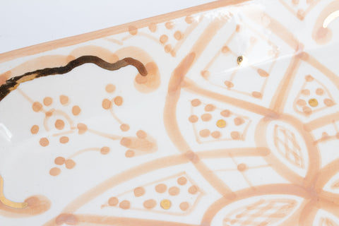 Handmade Nude Zwak Glazed Moroccan Tray with 12K Gold Accent