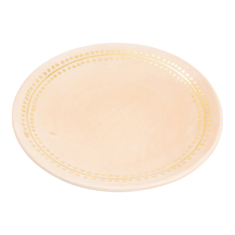 Handmade Nude Glazed Moroccan 8-Inch Plate with 12K Gold Accent