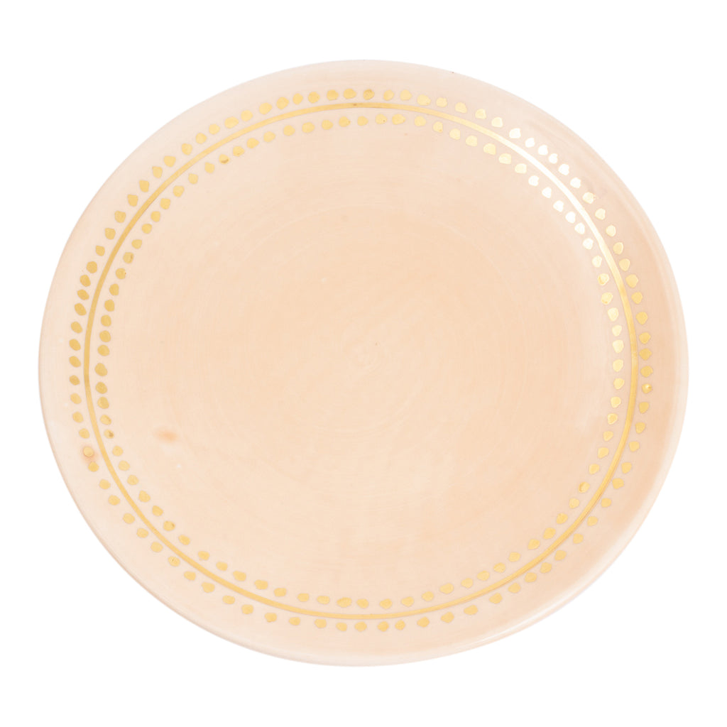 Handmade Nude Glazed Moroccan 8-Inch Plate with 12K Gold Accent