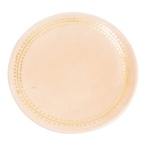Handmade Nude Glazed Moroccan 8-Inch Plate with 12K Gold Accent