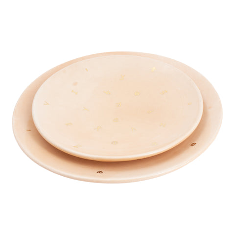 Handmade Nude Glazed Moroccan Plates with 12K Gold Accent