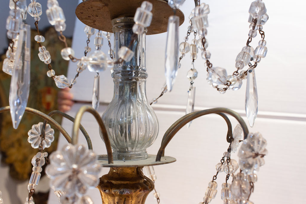 Antique Italian Crystal Genovese Six-Light Chandelier