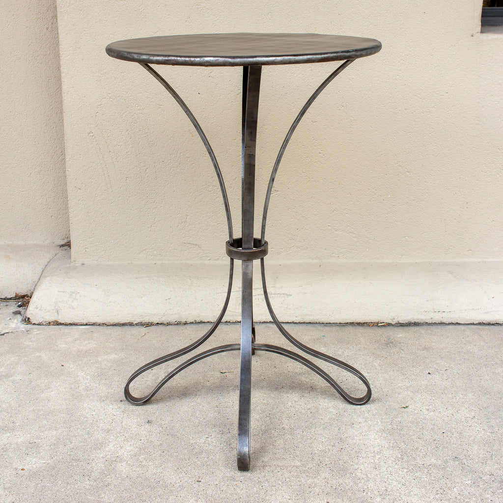 Handmade Round Iron Accent Table with Ring Detail