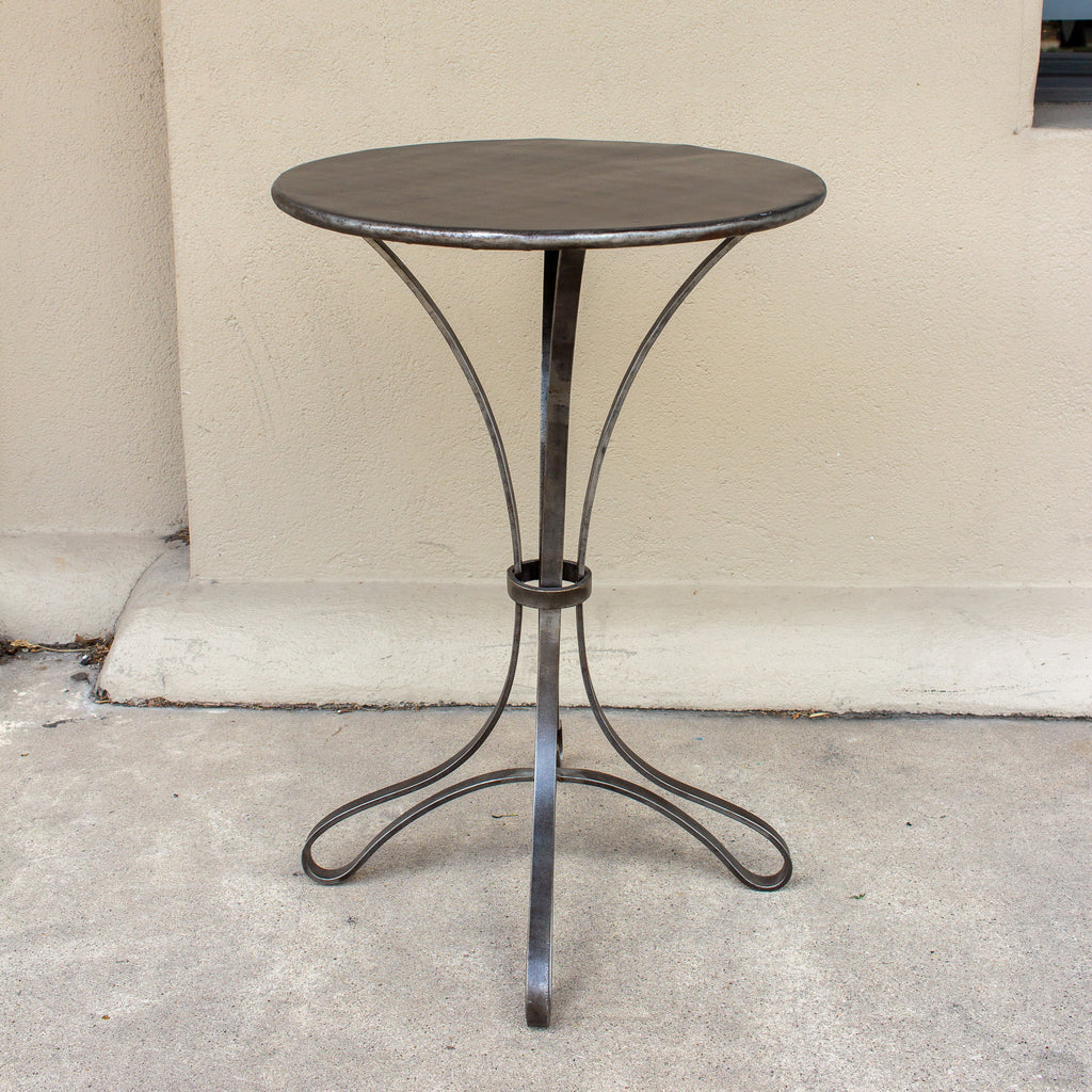Handmade Round Iron Accent Table with Ring Detail