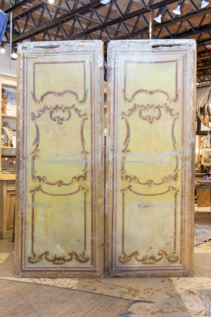 Pair of Oversized Italian Hand-Painted Stage Prop Scenery Panels