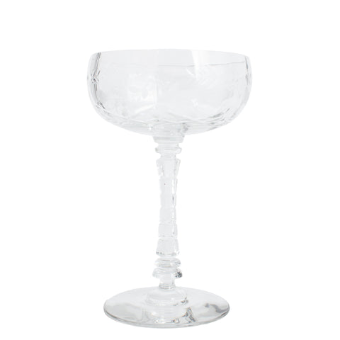 Set of Six Antique French Cut Crystal Champagne Coupes