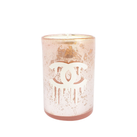 Pink Mercury Glass Candles with Dripping Chanel Logo