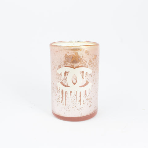 Pink Mercury Glass Candles with Dripping Chanel Logo