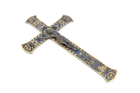 Antique Gilt Iron Crucifix found in France