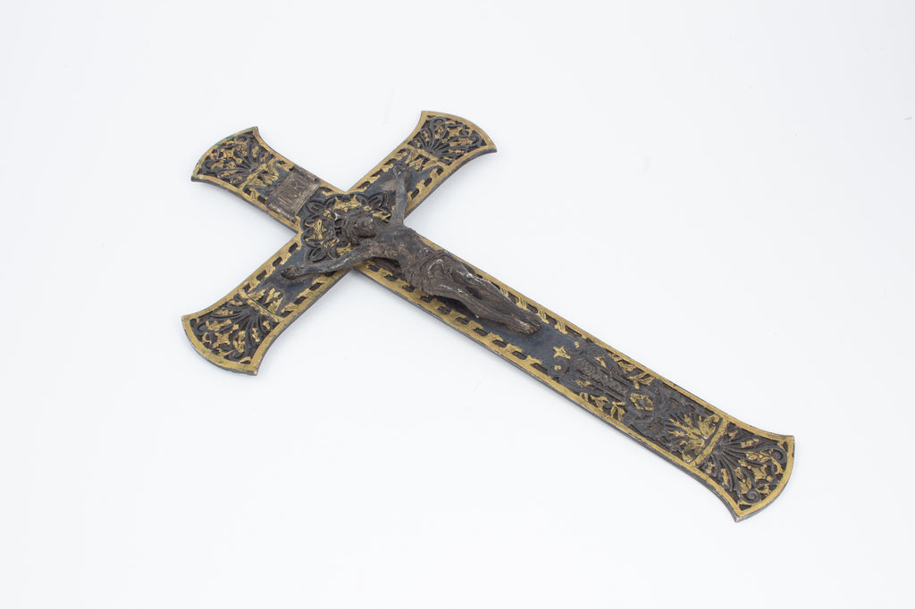 Antique Gilt Iron Crucifix found in France