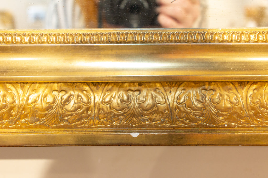 Antique French Rectangular Gilt Reverse Bevel Frame Mirror
