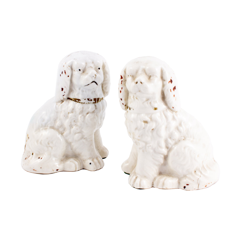Pair of Vintage Dutch Porcelain Dogs found in France