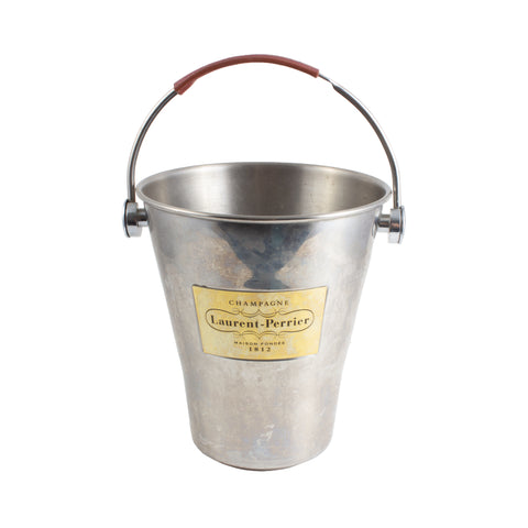 Vintage French Stainless Steel & Leather Laurent Perrier Ice Bucket