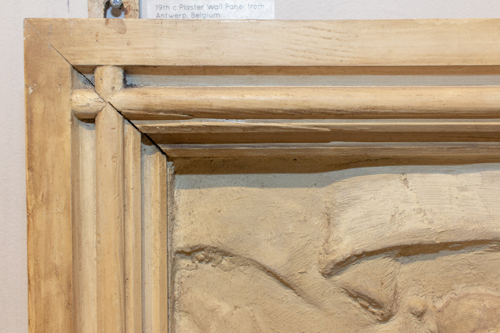 Antique Belgian Plaster Panel with Mythological Imagery