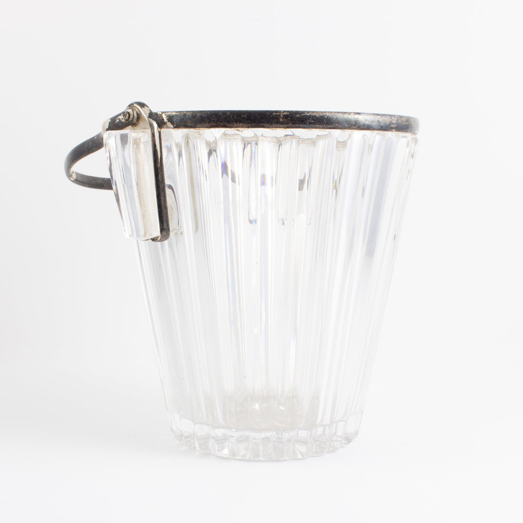Vintage French Crystal & Silver Plate Ice Bucket