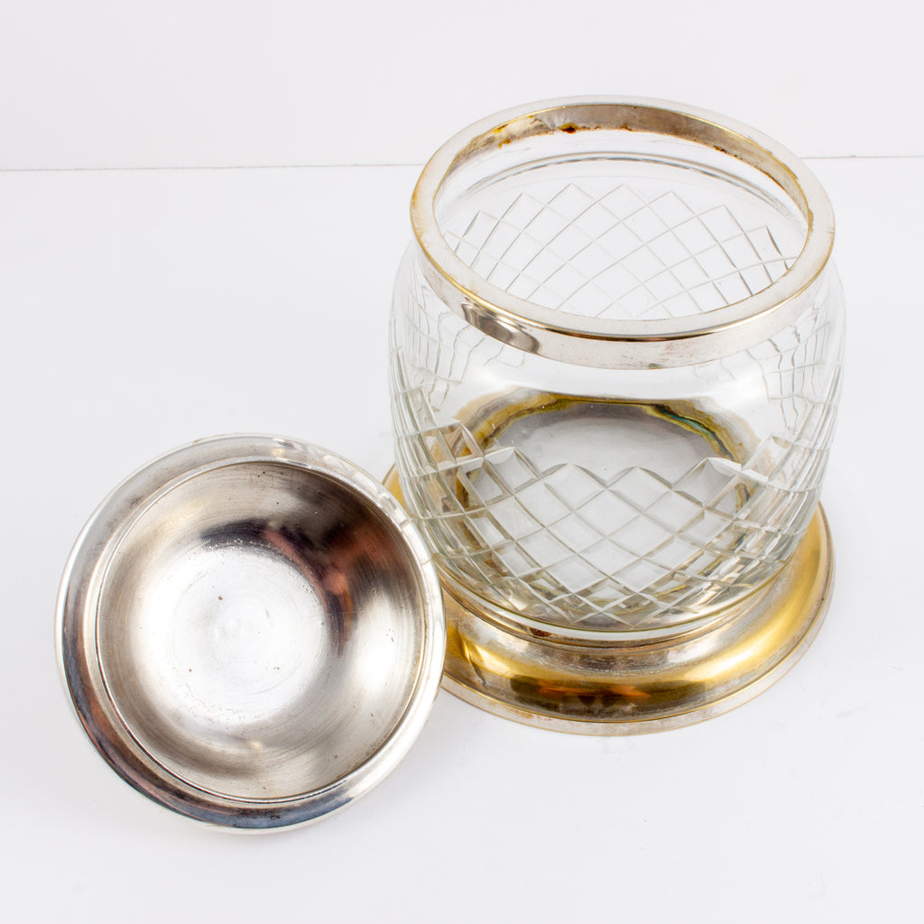 Pair of Vintage French Silver Plate & Glass Containers