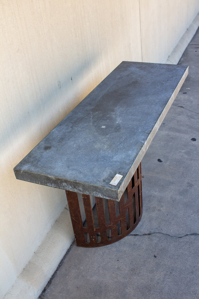 Industrial Zinc Console on Repurposed Iron Base (Pair available)