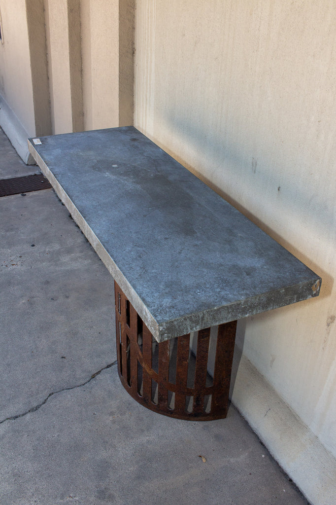 Industrial Zinc Console on Repurposed Iron Base (Pair available)
